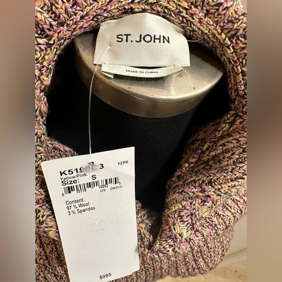 NWT ST JOHN Cropped Knit Hoodie Wool Sweater underwire Fall 2022 Sample? RARE S - Picture 5 of 10